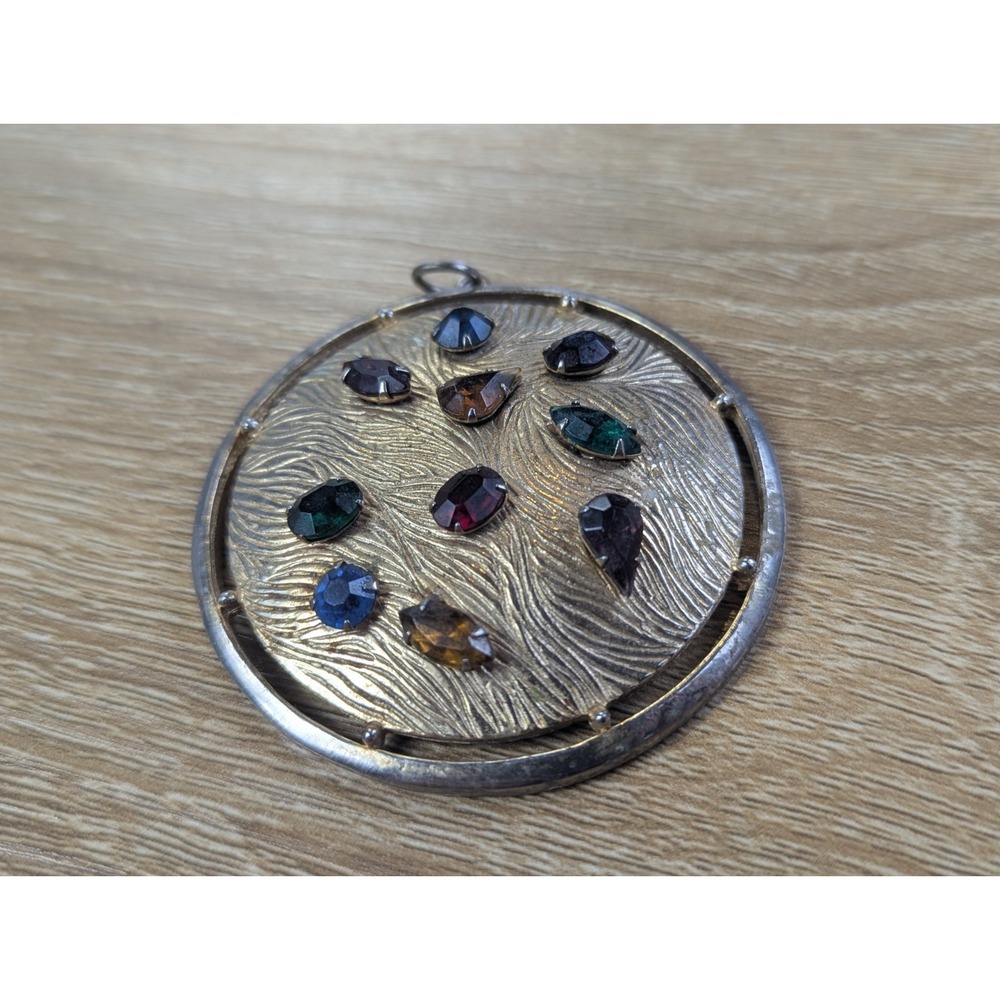 Vintage Faceted Fruit Salad Rhinestones Domed Pendant Unsigned